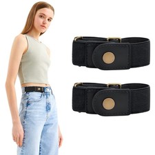 No Buckle Elastic Stretch Belt for Women Men 2 Loop Buckle Free Belt for Jean...