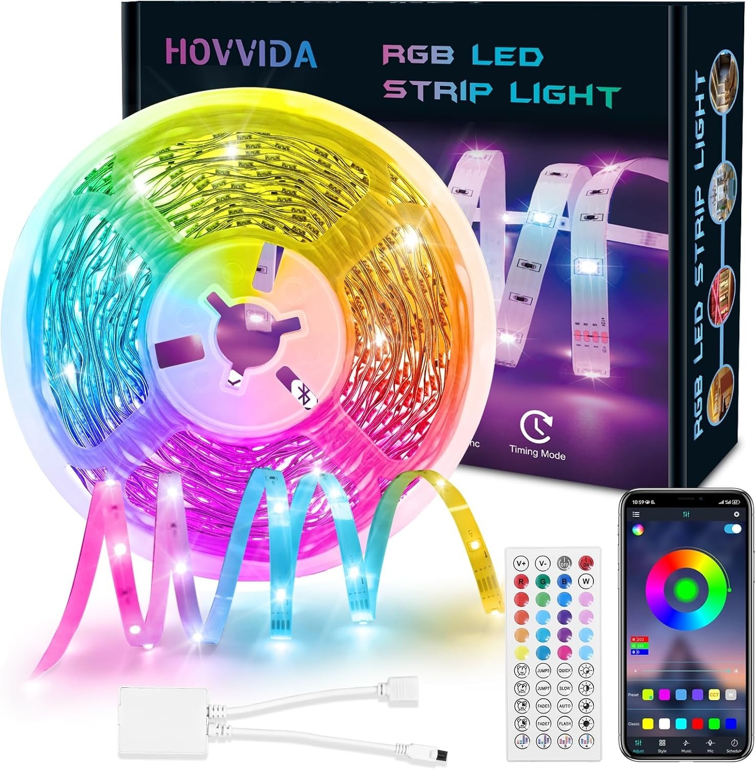 Hovvida LED Strip Lights 10m 30 LEDs 24V RGB 300 APP Remote Control New