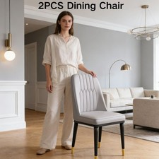 Set of 2 Grey Dining Chairs, 86cm Height Compact Kitchen Chairs for Small Space