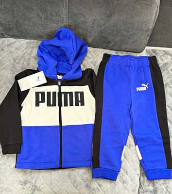 PUMA Jungen Trainingsanzug 2-teilig Kapuze Reißverschluss Colorblock Gr. 92