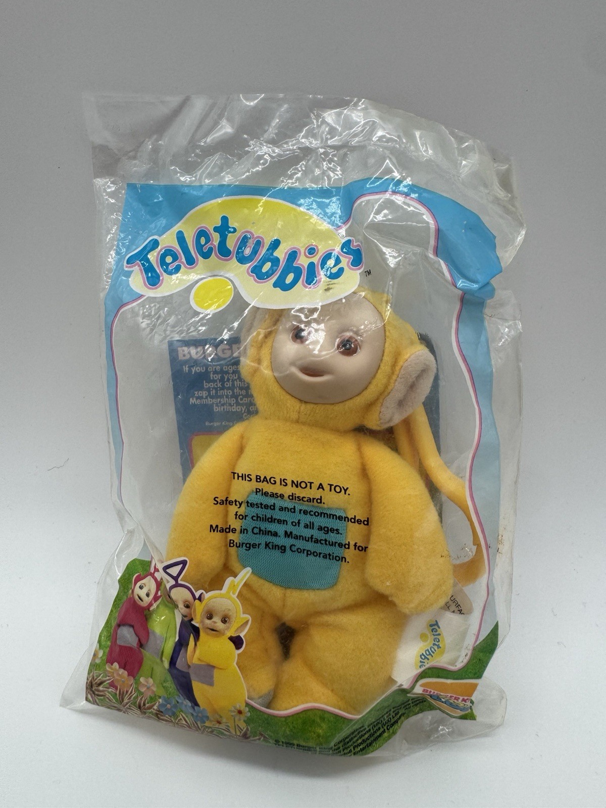 Vintage 1999 Burger King Laa-Laa Teletubbies Clip-On Plush Collectible