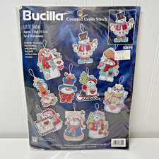 Bucilla Let It Snow Set of 10 Cute Snowman Ornaments Cross Stitch Kit 83690