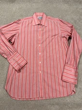 Turnbull Asser Shirt Mens 16.5 42 Pink Striped French Cuff Dress Shirt Button Up
