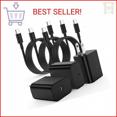 3Pack USB C Charger for Samsung Galaxy S24 Ultra, Super Quite Fast Charging Type