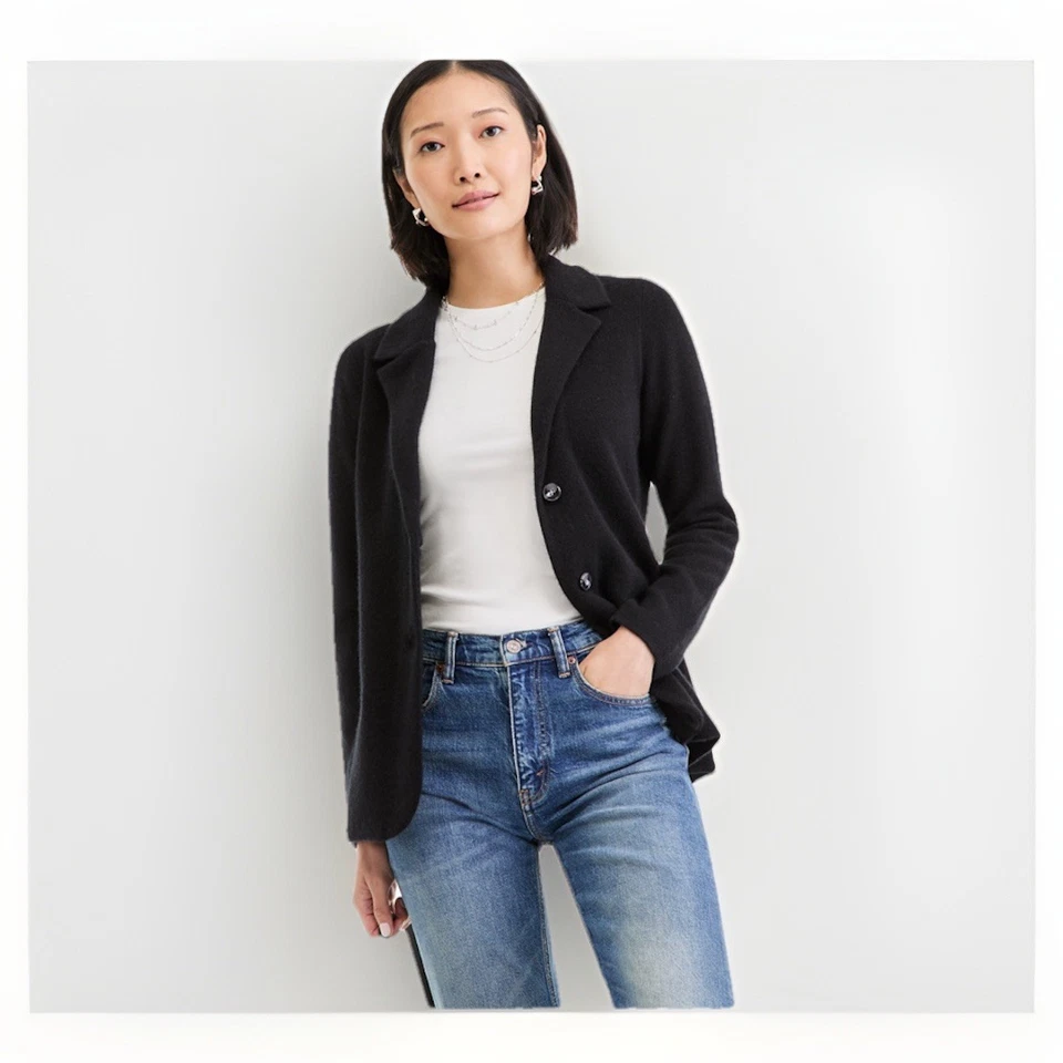 Blazer Charter Club 100 % cachemir suéter botón negro XS NUEVO CON ETIQUETAS $269 ropa de trabajo Foto 3 de 4