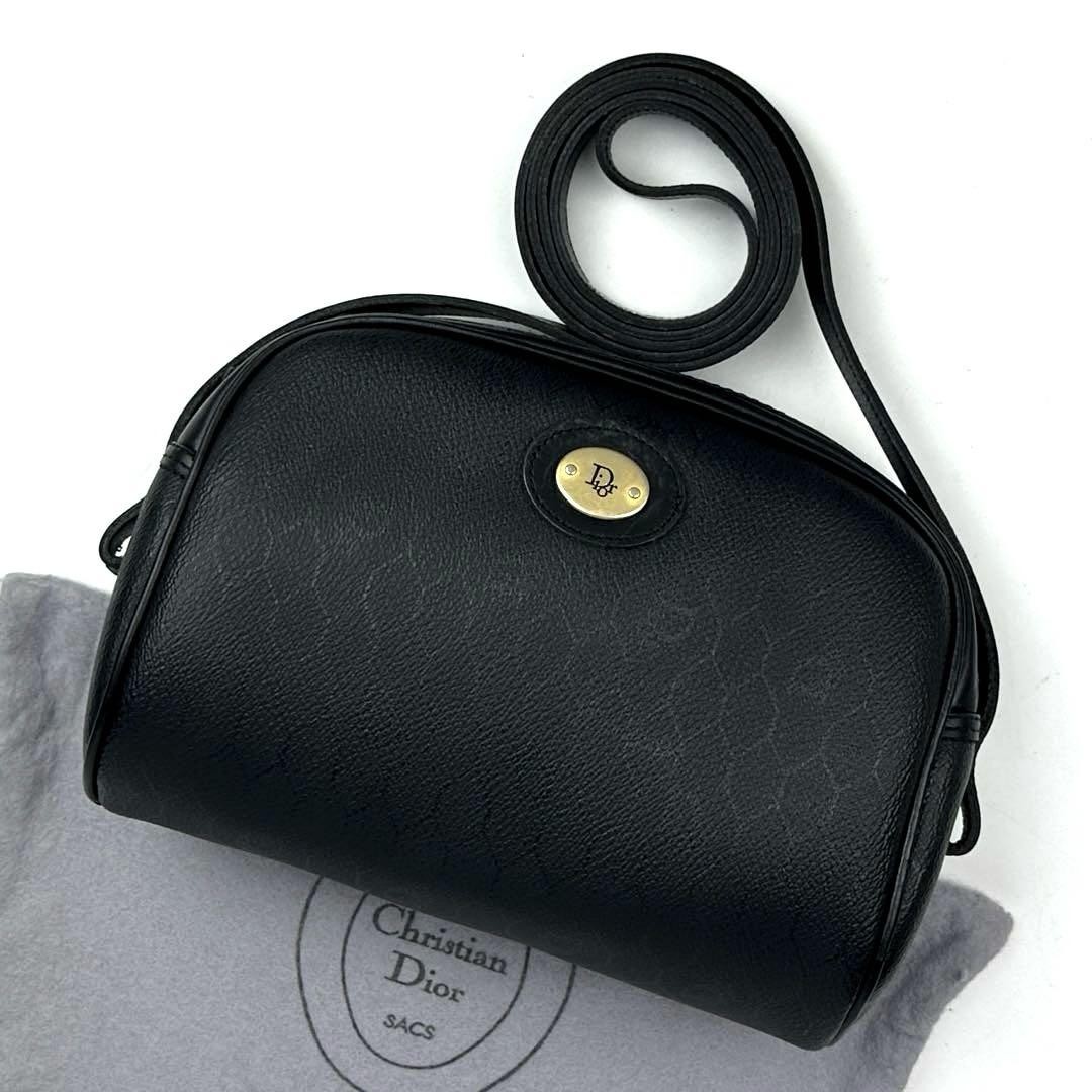 Dior Trotter Shoulder Bag Black PVC Leather Excellent Condition From Japan