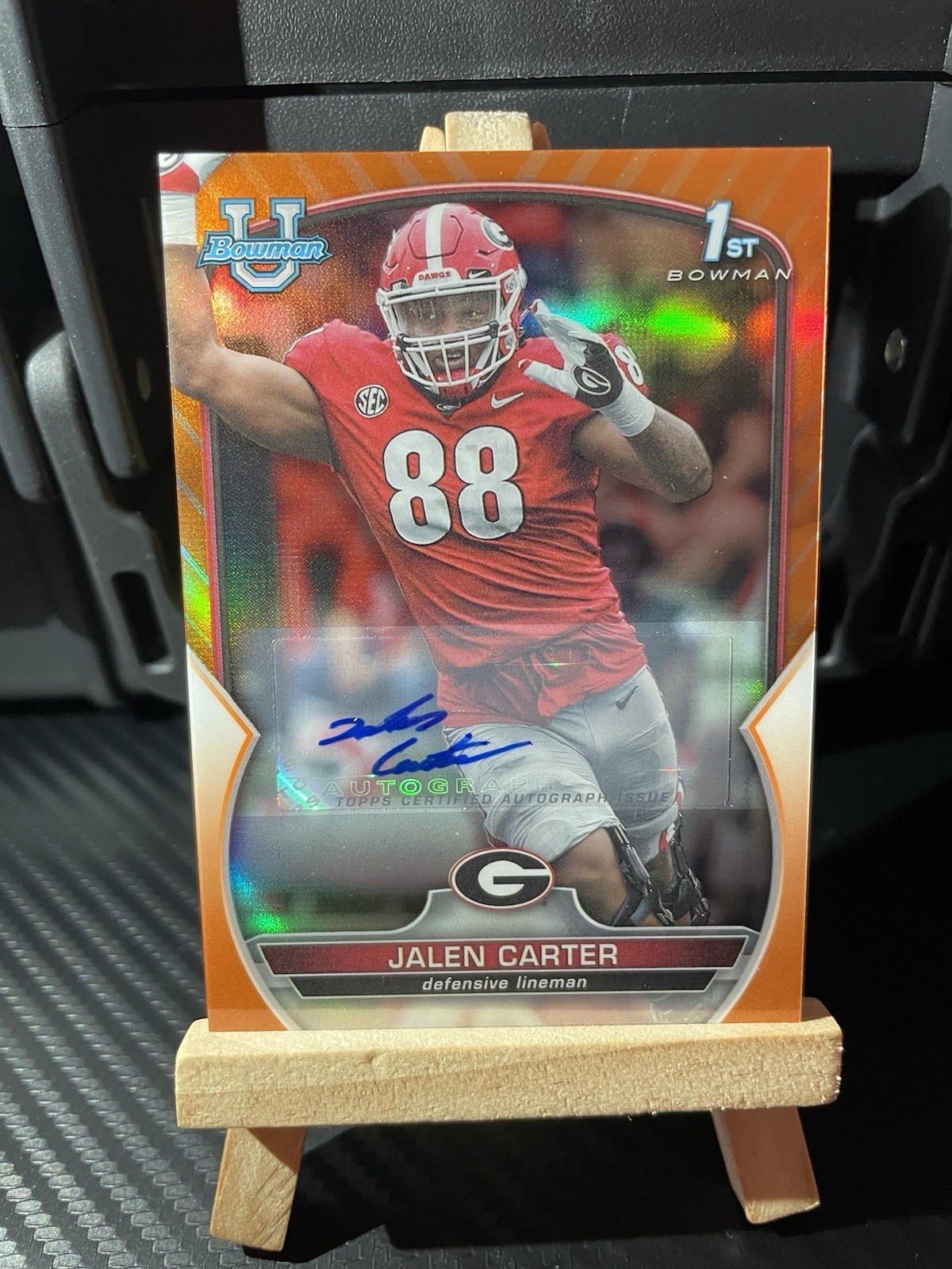 2022 Bowman U Chrome Jalen Carter 1st Orange Refractor Auto /25 RC, CLEAN! UGA