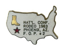 PHOENIX ARIZONA 1983 NAT'L CONFERENCE FRATERNAL ORDER OF POLICE RODEO LAPEL PIN