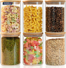 Glass Storage Jars,50oz,Food Storage Containers with Airtight lids,Bpa-Free,6 Pk