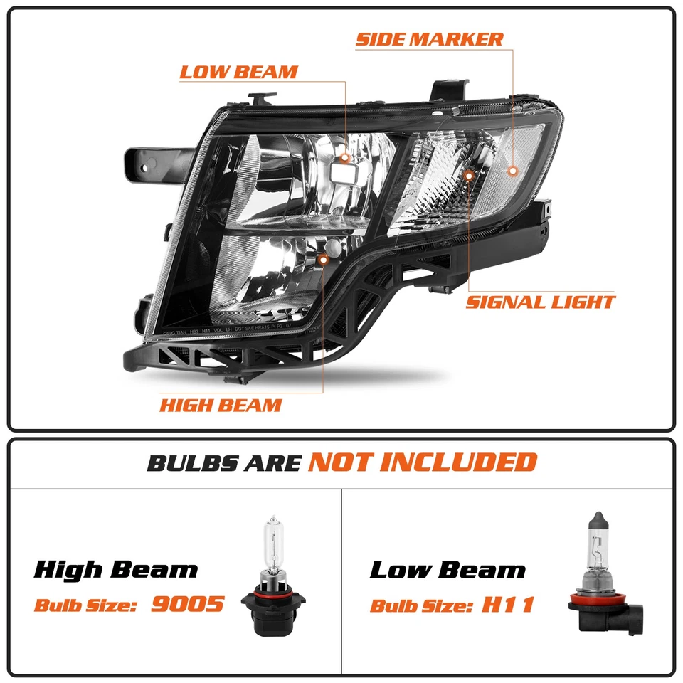 For 2007-2010 Ford Edge Black Headlights Headlamps Pair Left+Right(For:2010Edge) - Image 2 of 4