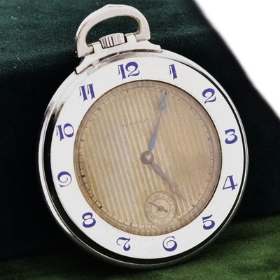 Vintage Marvin Art Deco Pocket Watch - Blue Enamel Bezel - 46mm - Manuel Winding