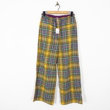 Free People Hudson Canyon Trousers XS 6 8 Colourful Check Plaid Wide Leg NEW
