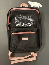 Authentic MOOMIN Snorkmaiden Black Fabric Backpack 14” X 10” Brand New with Tag