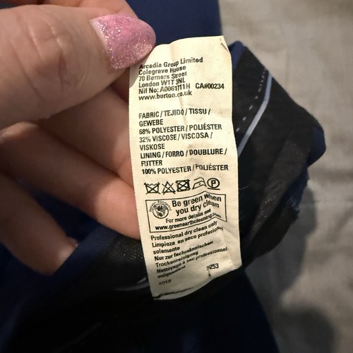 Navy Burtons 2 Peice Suit Size 38 Regular Jacket 32 R Trousers Single Breasted - Picture 12 of 12