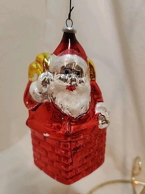 Vntg. Christmas Ornament Santa In Chimney  West Germany 4''