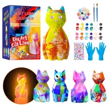LBOLYUMEG Paint Your Own Cat Lamp Kit,Toys for Ages 8-13 Art Supplies Arts and