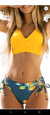 Brand New 2 Piece Bikini Swimsuit for Women, Size Small, Yellow and Green