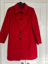 Jaeger Pillar Box Red Woollen Coat – UK Size 12 – Excellent Condition