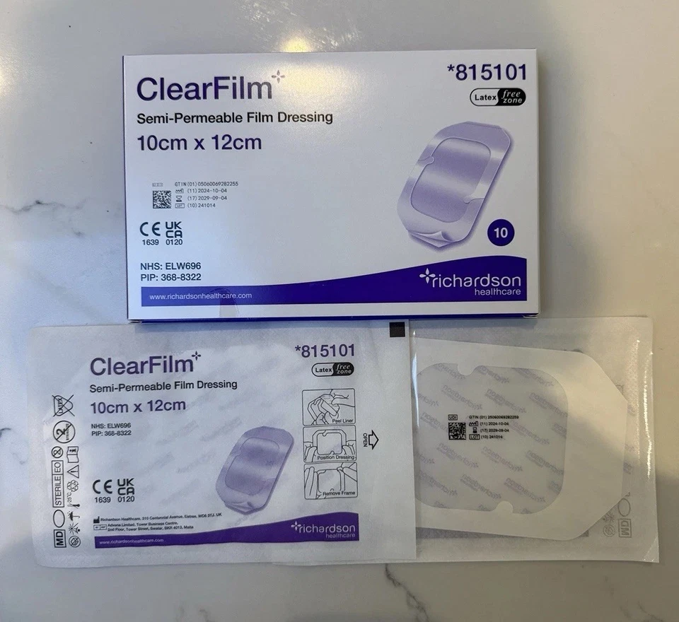 RICHARDSON HEALTHCARE 10x ClearFilm Semi-Permeable Film Sterile Clear Dressing 10x12cm - Richardson