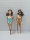 Lot of 2 Vintage Mattel Barbie Dolls - Brunette & Tan - 1999 Body  -AS IS
