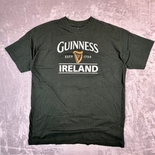Guinness T-Shirt Mens L Green Ireland Harp Logo Graphic Short Sleeve Brewery Tee
