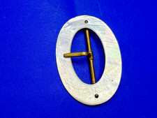 Oval Mother of Pearl Center Bar Single Tongue Vintage Belt Buckle for 1.25" Belt
