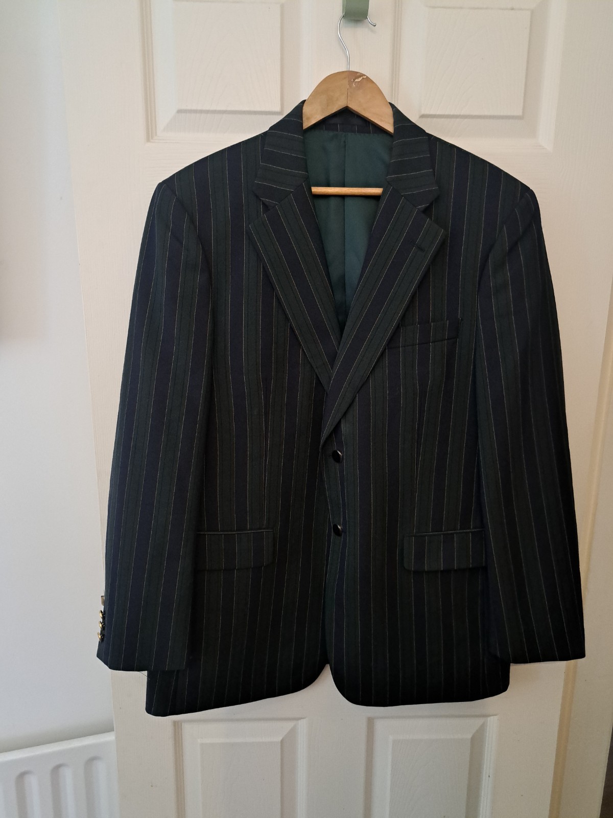 FILA BLAZER BROOK TAVERNER CANOTTAGGIO UK 44 GIACCA A RIGHE BLU NAVY VERDE ORO