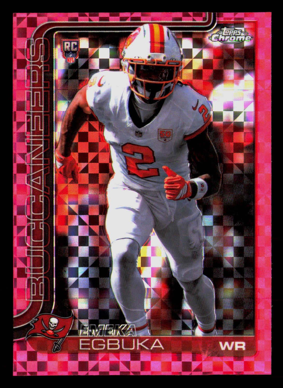 2025 Topps Chrome #312 Emeka Egbuka Pink X-Fractor