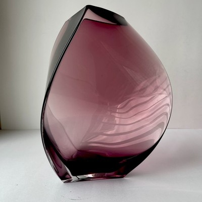 Dansk Ciero 10'' Amethyst Art Glass Vase Heavy Sommerso Original Tag Poland