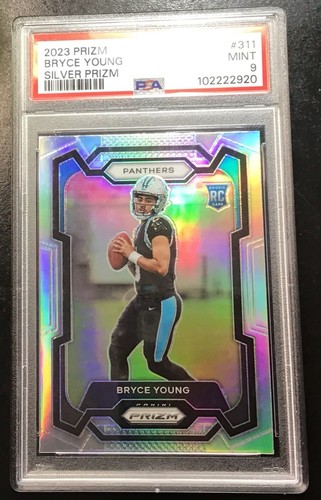 🔥2023 Panini Prizm Bryce Young #311 Silver Prizm RC PSA 9 Mint Rookie Panthers