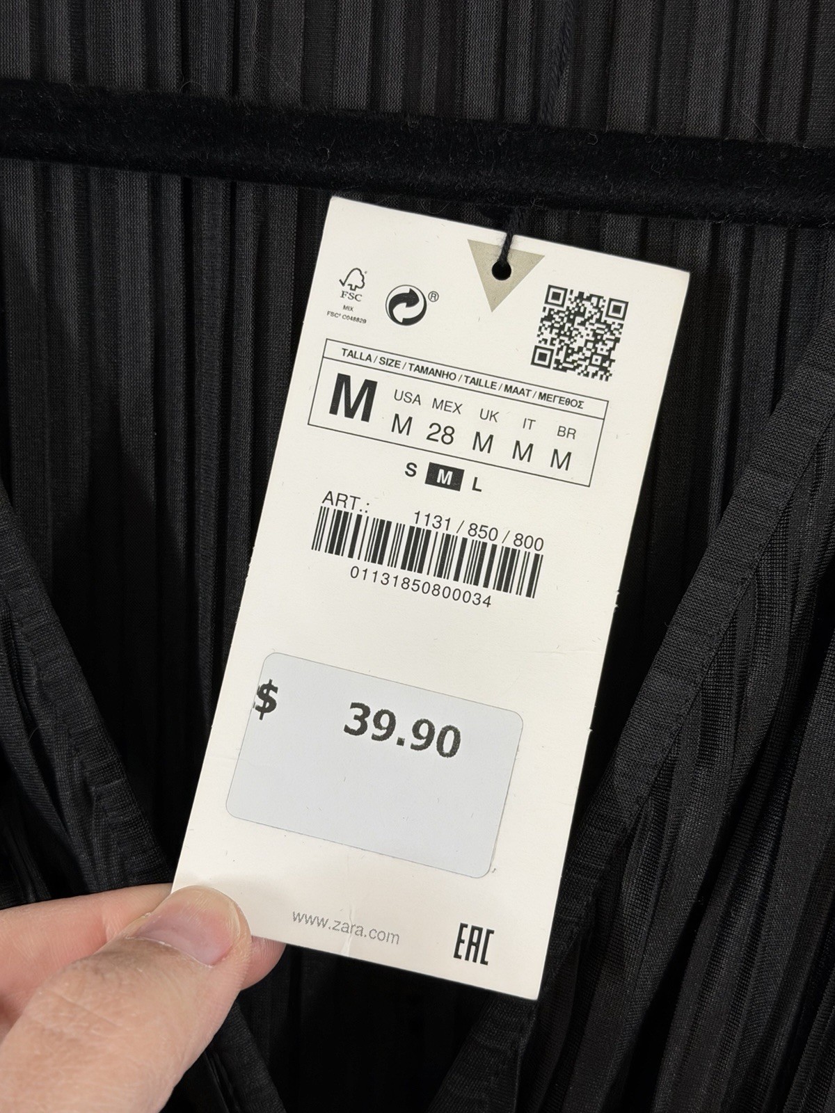 NWT Black Zara Mini Dress Accordion Pleats Size M Long Sleeve V Neck thumbnail 6