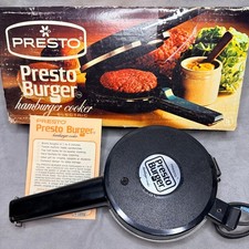 Presto Burger Hamburger Cooker Electric MB1 Black Vintage 70s Grill with Box