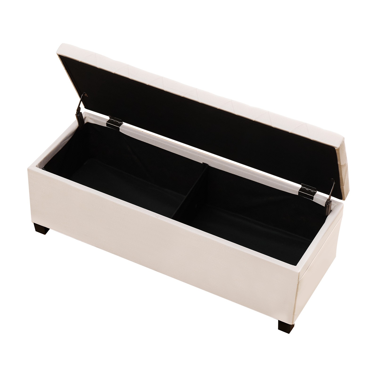 VEVOR Storage Ottoman Bench Button-Tufted End of Bed Bench Metal Frame Beige