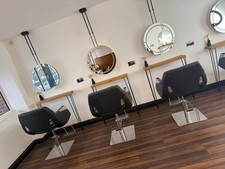 hair salon set up x2 laydown backwash units and x6 chairs x6 led mirrors 