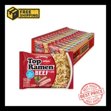 Nissin Top Ramen Noodle Soup, Beef, 3 Ounce (Pack of 24)