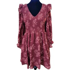 NEW Madewell Lucie Smocked Bodice Fit & Flare Dress Reddish Brown Sz Med Boho