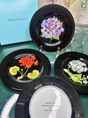 TIFFANY & CO. MRS. DELANY'S FLOWERS Plate 4 Piece Set Box SYBIL