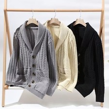 Men's Fashion Cardigan Sweater Coat Button Casual Knitted Jacket Outwear