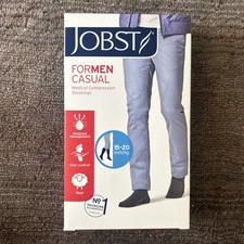 JOBST forMen Casual 15-20mmHg Compression Knee Socks Black Medium NEW Free Ship