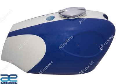 For BSA B25 B44 Starfire Blue & White Aluminium Fuel Petrol Tank With Cap @WE
