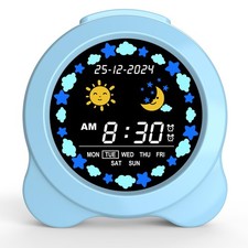Kids Alarm Clock with Sun Moon LED Display Sleep Trainer with Night Light