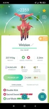 Pokemon Shiny Virizion Under 2500CP 3Moves(Sacred Sword) GO - TRA'DE 1 mill Dust