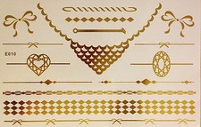 Flash Temporary Adhesive Tattoo Gold 15 Pieces Body Bracelet Neck Chain E10 WOW