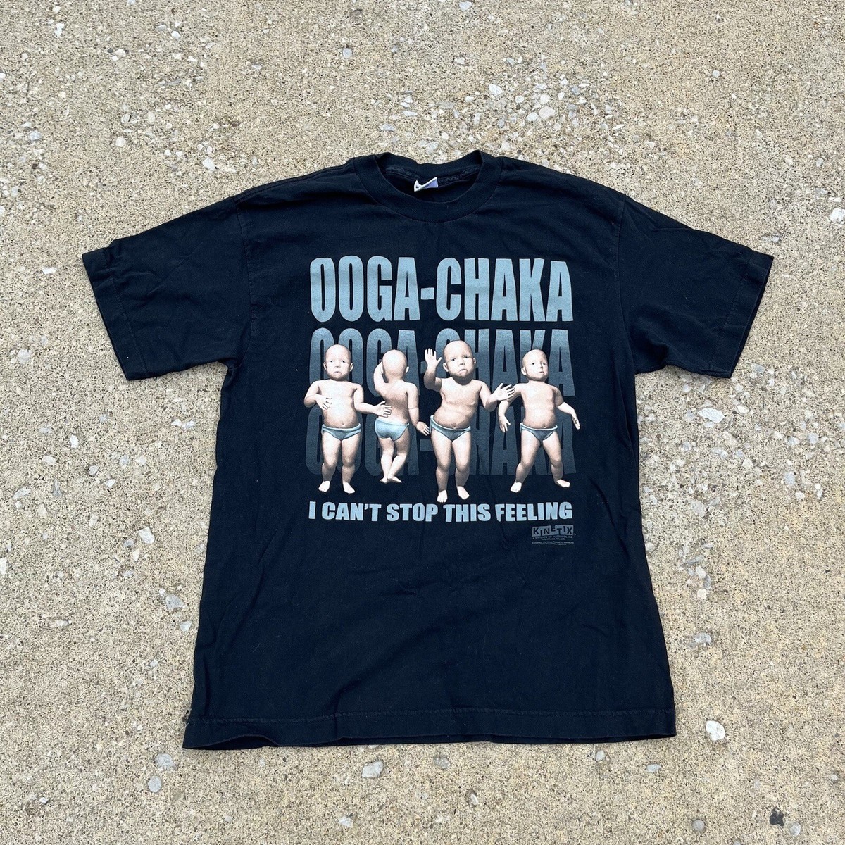 90s Vintage Kinetix Ooga Chaka Baby Dancing Black Graphic