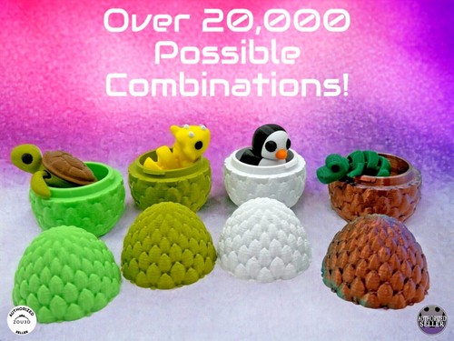 "Micromal Eggs"" Flexi 3D Stampato in 3D Microanimals & Uova Combinazione (set di 4) - Foto 9 di 21