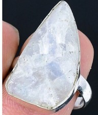 Moonstone Rough 925 Silver Plated Handmade Ring of US Size 8 - NOT ADJUSTABLE