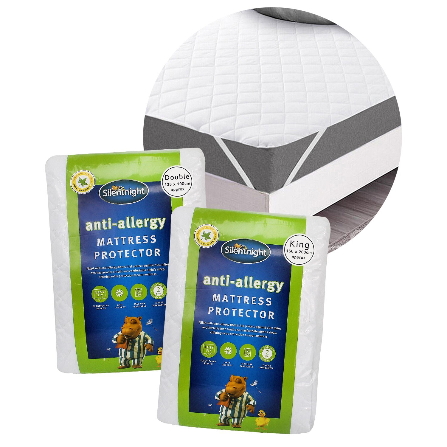 King Double Bed Mattress Protector Silentnight Premium Non Allergy