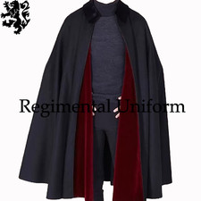 Inverness Cape Historical Victorian-Inspired Duster Winter Navy Blue Wool Cape