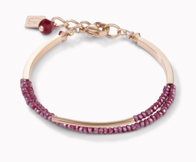 COEUR DE LION ARMBAND WASSERFALL ROSEGOLD UND KLEINE ROTE GLASPERLEN UVP 75£ 
