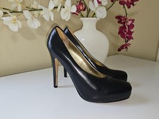 Nine West Black Leather High Heel Platform Pumps Dress Shoes Sz.7,5M